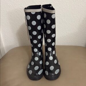Black and White Polka Dot Rain Boots
